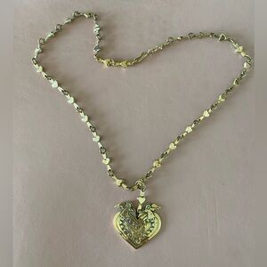 Retired Jeep Collins brass heart pendant and necklace